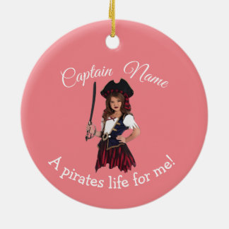 Fun Pink Girl Pirate Keramisch Ornament