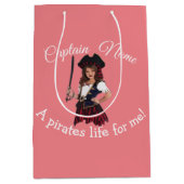 Fun Pink Girl Pirate Medium Cadeauzakje (Voorkant)