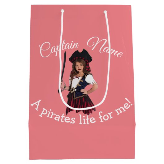 Fun Pink Girl Pirate Medium Cadeauzakje (Achterkant)