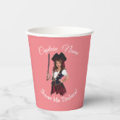 Fun Pink Girl Pirate Papieren Bekers (Voorkant)