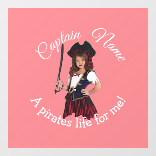 Fun Pink Girl Pirate Raamsticker (Vel)