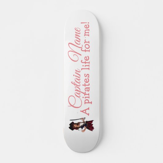 Fun Pink Girl Pirate Skateboard (Voorkant)