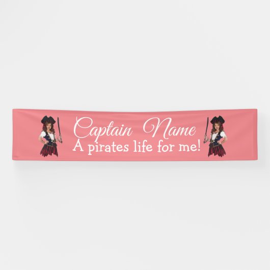 Fun Pink Girl Pirate Spandoek (Horizontaal)
