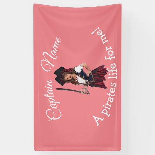 Fun Pink Girl Pirate Spandoek (Verticaal)