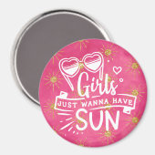 Fun Pink Girls wil gewoon zon hebben Magneet (Voorkant / Achterkant)
