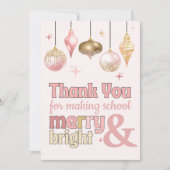 Fun Pink Gold Christmas Thank You Gift Card Holder Kaart (Voorkant)
