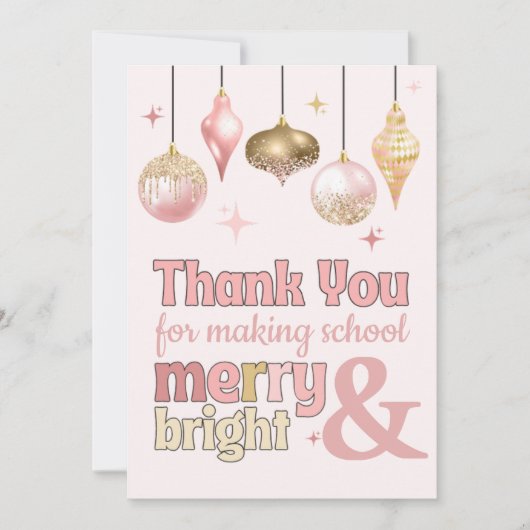 Fun Pink Gold Christmas Thank You Gift Card Holder Kaart (Voorkant)