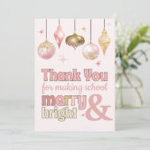 Fun Pink Gold Christmas Thank You Gift Card Holder Kaart (Staand voorkant)