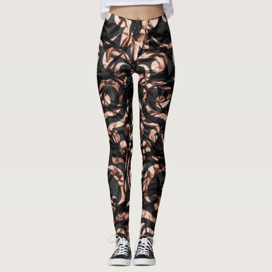 Fun Pink Gold en Black Modern Leggings (Voorkant)