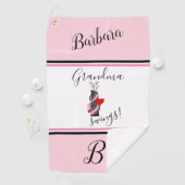 Fun Pink Golf Bag Monogram Naam Golfhanddoek (Insitu)