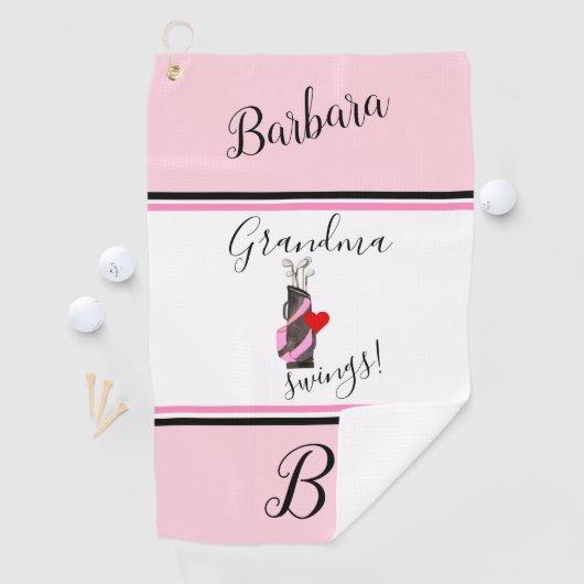 Fun Pink Golf Bag Monogram Naam Golfhanddoek (Insitu)