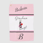 Fun Pink Golf Bag Monogram Naam Golfhanddoek (Voorkant)