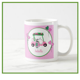 Fun Pink & Green Golf thema gepersonaliseerd Koffiemok
