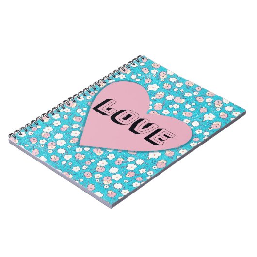 Fun Pink Heart and Love Floral Journal Notitieboek (Linkerzijde)