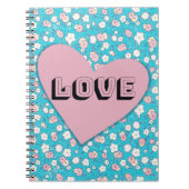 Fun Pink Heart and Love Floral Journal Notitieboek (Voorkant)