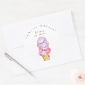 Fun Pink Ice Cream Baby shower Favor Ronde Sticker (Envelop)