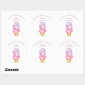 Fun Pink Ice Cream Baby shower Favor Ronde Sticker (Vel)