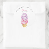 Fun Pink Ice Cream Baby shower Favor Ronde Sticker (Tas)
