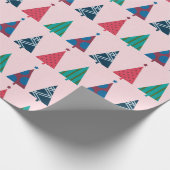 Fun Pink kerstboompatroonfeestdag Cadeaupapier (Hoek)