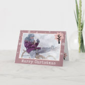 Fun Pink kerstboomschilfers Foto Feestdagen Kaart (Voorkant)