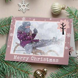 Fun Pink kerstboomschilfers Foto Feestdagen Kaart