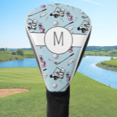 Fun Pink Lady Golfer Modern Custom Monogram Dames Golfheadcover