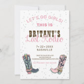 Fun Pink Last Rodeo Bachelorette Party Invitation Kaart (Voorkant)