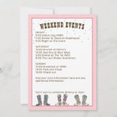 Fun Pink Last Rodeo Bachelorette Party Invitation Kaart (Achterkant)