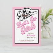 Fun Pink Laten we naar Girls Bachelorette Party Kaart (Staand voorkant)