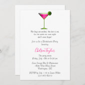 Fun Pink Martini Cocktail Hour Bachelorette Party Kaart (Voorkant / Achterkant)