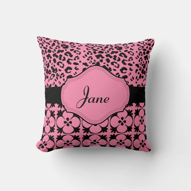 Fun Pink Monogrammable Pillow Kussen (Voorkant)