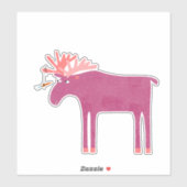Fun Pink Moose Sticker (Vel)