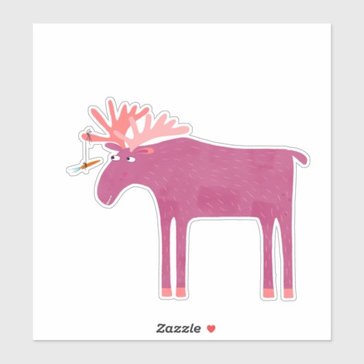 Fun Pink Moose Sticker (Vel)