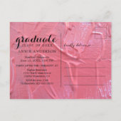 Fun Pink Natte Verf 3 Fotouitnodiging Afstuderen Briefkaart (Achterkant)