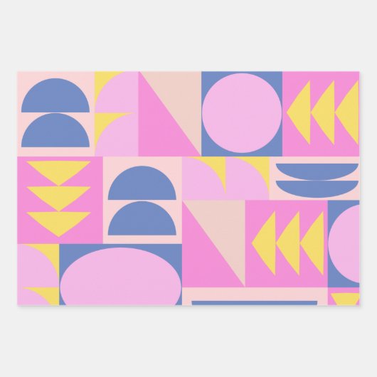 Fun Pink Paars Patchwork Quilt Geometric Pattern Inpakpapier Vel (Voorkant 2)