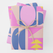 Fun Pink Paars Patchwork Quilt Geometric Pattern Inpakpapier Vel (In situ)