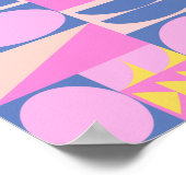 Fun Pink Paars Patchwork Quilt Geometric Pattern Poster (Hoek)