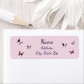 Fun Pink Paars Satin Butterflies Patroonadres Etiket (Insitu)