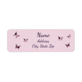 Fun Pink Paars Satin Butterflies Patroonadres Etiket