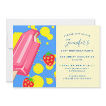 Fun Pink Popsicle and Strawberries Birthday