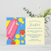 Fun Pink Popsicle and Strawberries Birthday Kaart (Staand voorkant)