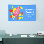Fun Pink Popsicle and Strawberries Birthday Spandoek (Beurs)