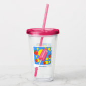 Fun Pink Popsicle en aardbeien Hallo zomer Acryl Drinkbeker (Achterkant)
