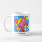 Fun Pink Popsicle en aardbeien Hallo zomer Koffiemok (Links)
