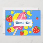 Fun Pink Popsicle en aardbeien Hartelijk dank Bedankkaart (Voorkant)