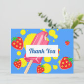 Fun Pink Popsicle en aardbeien Hartelijk dank Bedankkaart (Staand voorkant)