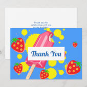 Fun Pink Popsicle en aardbeien Hartelijk dank Bedankkaart (Voorkant / Achterkant)