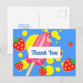 Fun Pink Popsicle en aardbeien Hartelijk dank Briefkaart (Voorkant / Achterkant)