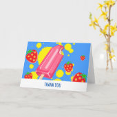 Fun Pink Popsicle en aardbeien Hartelijk dank Kaart (Gele Bloem)