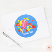 Fun Pink Popsicle en aardbeien Hartelijk dank Ronde Sticker (Envelop)